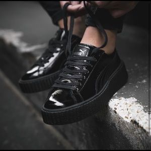 Puma X Fenty Rihanna Black Patent Creeper Sneakers